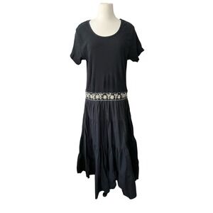 AMAN Vintage Black Embellished Low Waist Beaded Plus Size 2XL Cotton Whimsigoth